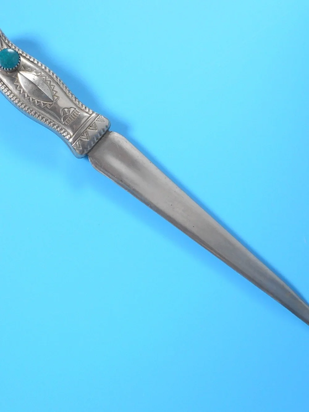 VTG Native American Navajo Letter Opener Sterling Silver Turquoise Stone RARE